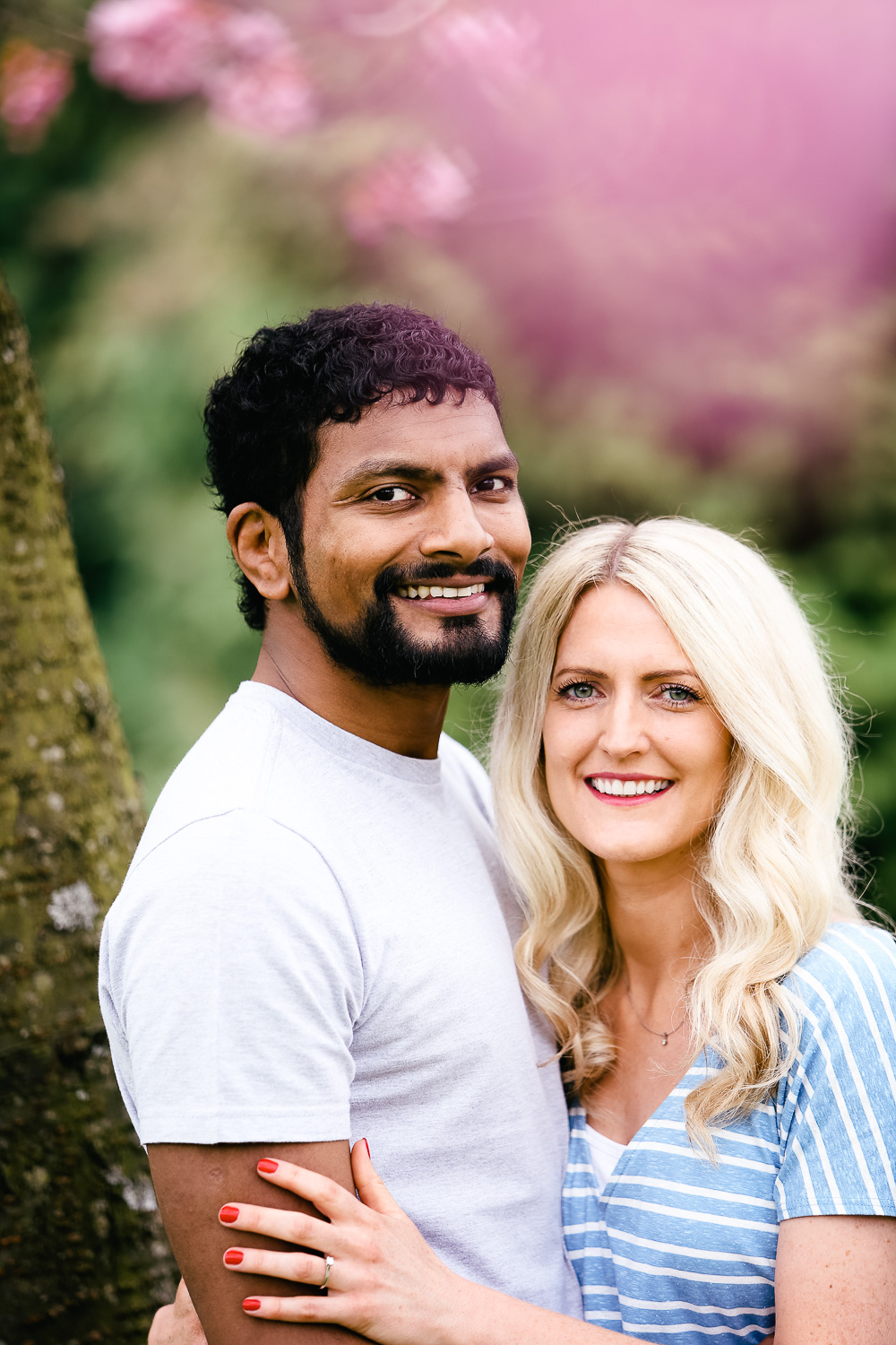 engagement portraits cherry blossoms - hannah timm photography